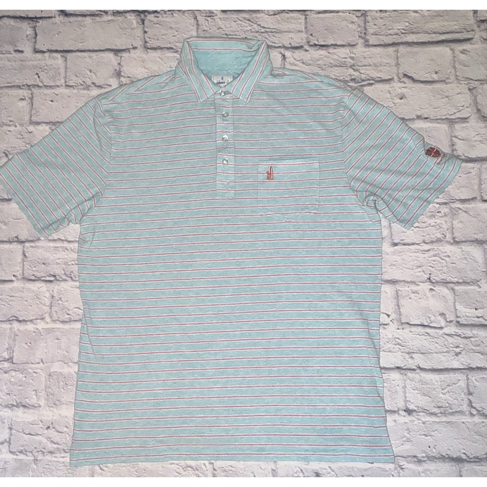 MENS JOHNNIE-O SHORT SLEEVE STRIPED POLO SHIRT SIZE M New Albany Golf